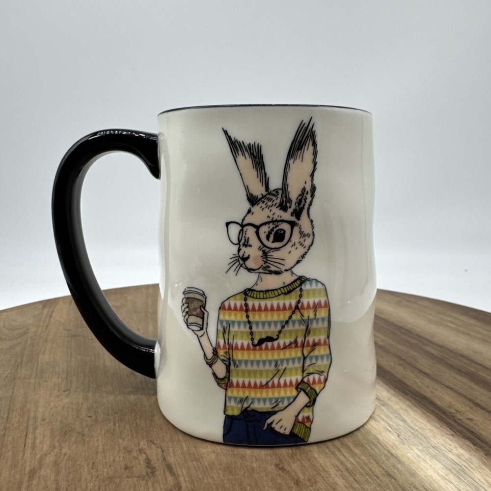 Signature Housewares Hipster Rabbit Coffee Mug Retro Cool Anthropomorphic‎ EUC